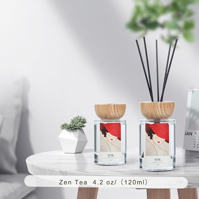 Reed Diffuser Sets 4oz(120ml) Jasmine Natural Scent Oil Diffusers Home Fragrance with Reed Diffuser Sticks for Home Office Bathroom Aromatherapy Decor