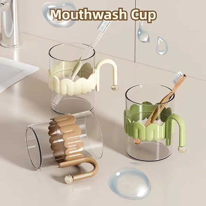 Transparent Mouthwash Cups, Toothbrush Holders, Mug for Mouth-Rinsing, Toothbrush Cups, Plastic Toothbrush and Toothpaste Organizer for Bathroom Vanity,Sink,Countertop (White)