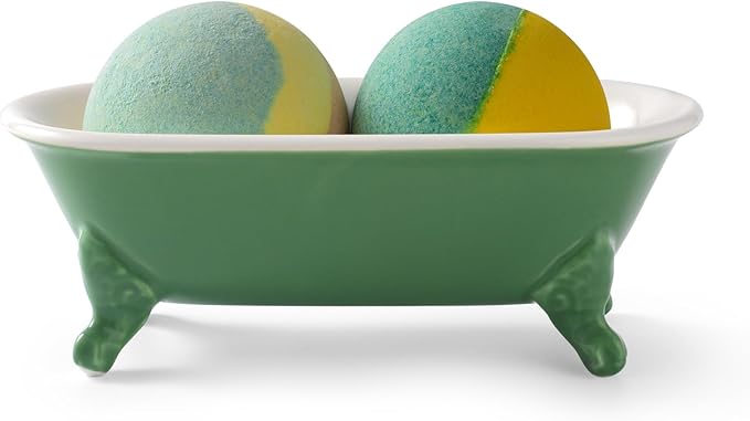 6.5" Ceramic Mini Decorative Clawfoot Bathtub Bar Soap Dish, Kitchen Sponge Holder and Shower Tray for Bathroom, 1 Pack(Mermaid)