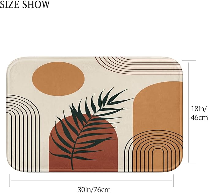 Britimes Boho Mid Century Bath Mat for Bathroom No Silp Geometric Abstract Washable Cover Floor Rug Carpets Floor Mat Bathroom Decorations 18x30 for Kitchen Bedroom