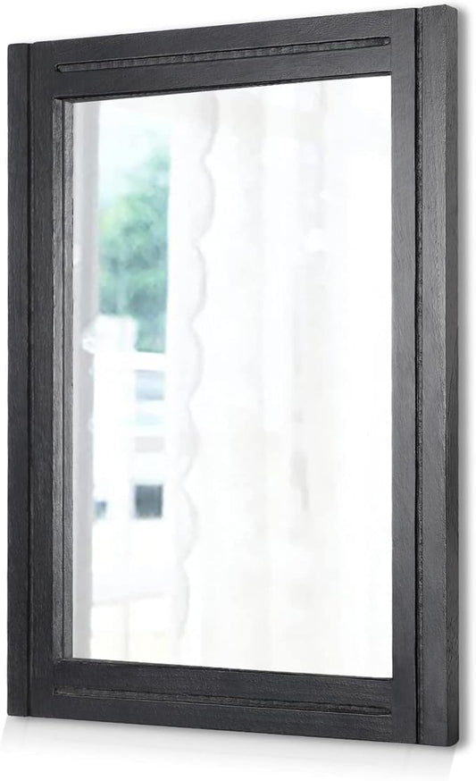 AAZZKANG Black Mirrors for Wall Rectangle Wood Framed Decorative Wall Hanging Mirror for Bedroom Living Room Bathroom Home Entryway