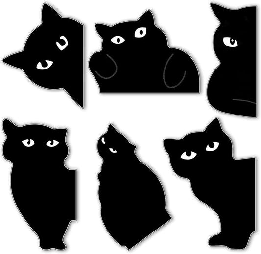 Cat Bookmark, 6 Pcs Black Cat Magnetic Bookmarks Cute Kawaii Magnet Bookmark Clips Page Markers Book Reading Supplies for Book Lovers, Women, Teachers, Students, Home, Office, Presents (6 Styles)