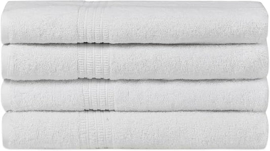 HOMELOVER 4 Piece Luxury Bath Towel Set - 100% Organic Cotton, 500 GSM, Hotel Quality, Highly Absorbent, Soft & Quick Drying Bathroom Towels for Showering, Washing & Guests (Snow White)
