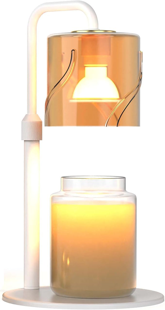Candle Warmer Lamp with Timer Dimmer, with 2 Bulbs,Adjustable Height,Mothers Day Gifts for Mom,Birthday Gifts for Women,for Yankee Jars,for Room Home Decor (White)