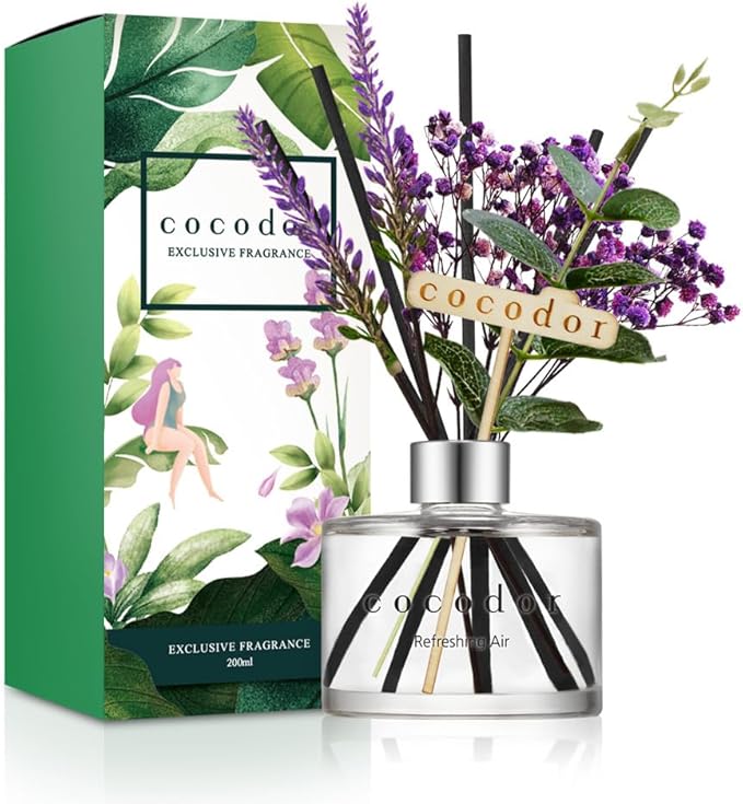 COCODOR Lavender Reed Diffuser/Refreshing Air/6.7oz/1Pack / Home Fragrance Scent Essential Oil Stick Diffuser for Bedroom Bathroom Home Décor