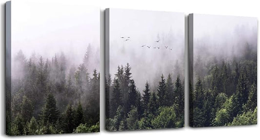 Canvas Wall Art for living room bathroom Wall Decor for bedroom kitchen artwork Canvas Prints forest Landscape painting 16" x 24" 3 Pieces Modern framed office Home decorations family picture