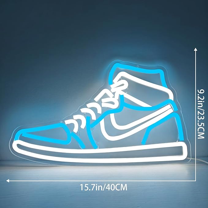 Sneaker Neon Sign Sports Shoe Neon Signs for Wall Dimmable LED Boys Neon Lights for Bedroom Man Cave Home Party Neon Bar Sign Shoes Light up Signs Wall Decor(Ice Bule)