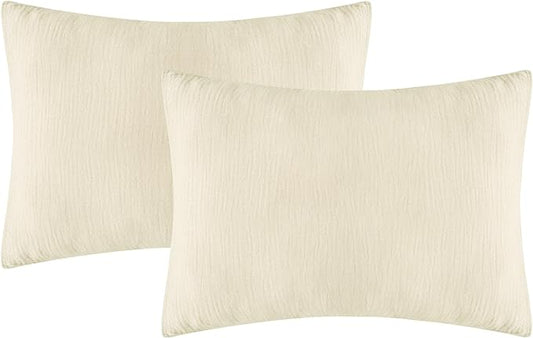 Organic Cotton Muslin Mini Pillowcases with Envelope Design,2 Pack Ultra Breathable Kids Toddler Pillowcases for Boys and Girls- 13 x 18 inches (Beige)