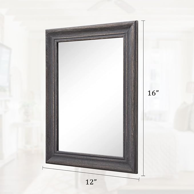 Wooden Mirror Rectangle Retro Hanging Mirrors for Farmhouse Modern Bathroom Bedroom Wall Decor