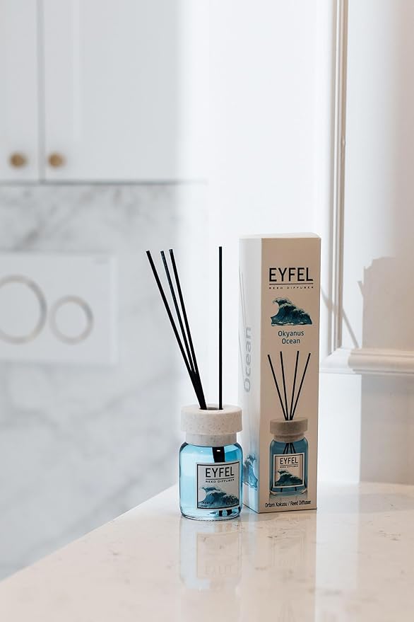 EYFEL Reed Diffusers for Home – Ocean Reed Diffuser Set 4.05 fl oz Oil Diffuser Sticks, Bathroom Diffuser, Home Fragrances, Scented Sticks, Home Décor