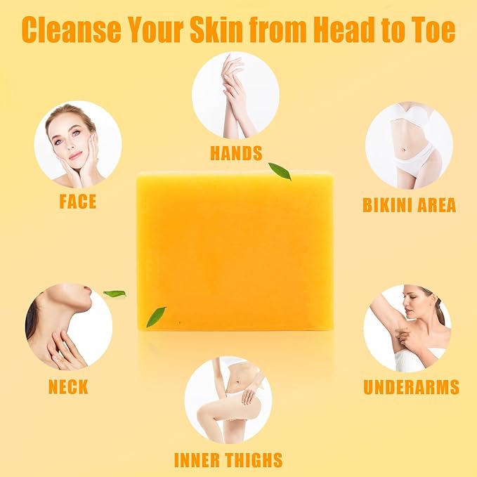 3 Pack Turmeric Soap Bar for Face & Body Cleanser, Organic Turmeric Soap, Smooth Skin and Moisturizing, All Natural Tumeric Soap, Handmade Turmeric Face Soap Ginger Soap, 3.53oz × 3