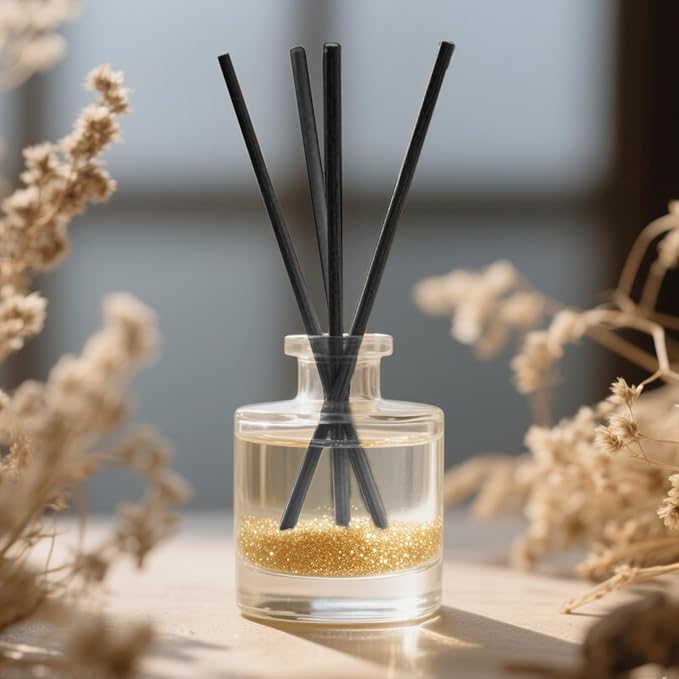 16PCS Natural Reed Diffuser Sticks - Strong Scent for Large Rooms, Bathroom & Bedroom. Ideal Housewarming Gift, Coffee Table Decor, True+Black Set