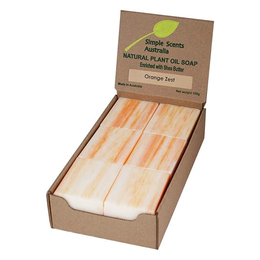 Orange Zest Scented Natural Soap Bars (12 Bars), 3.5oz Moisturizing French Triple Milled Soap Bars Enriched with Shea Butter - Pure Plant Oil Bath & Body Soap Bars