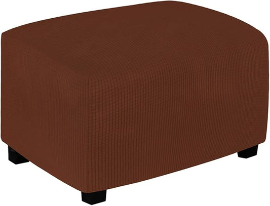 Easy-Going Stretch Ottoman Cover Folding Storage Stool Furniture Protector Soft Rectangle slipcover with Elastic Bottom (Large, Coffee)