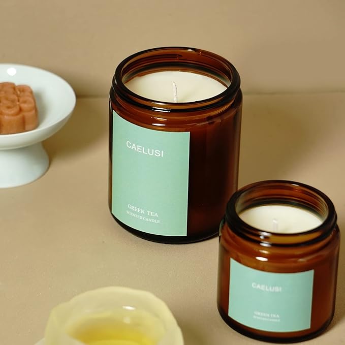 Candles for Home Scented Aromatherapy Candles Natural Soy Wax Candles Gifts for Women/Men Premium Candle with Essential Oils Long Lasting Amber Jar Candles(Vanilla Green Tea 1 Jar 15.9 oz)