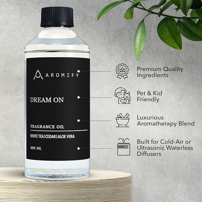 Dream On Fragrance Oil 16.9 FL Oz (500 mL), Inspired by Westin Hotels, Scent Diffuser Oil with White Tea, Aloe Vera & Cedarwood, Diffuser Oil for Home, Spa & Office, Pure Aroma Ingredients