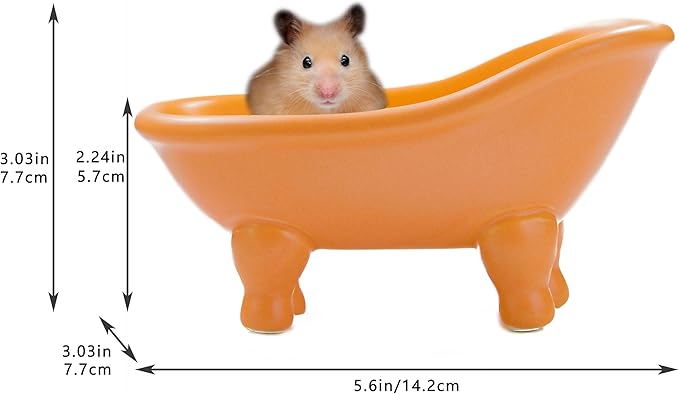1 Piece 5.6" Colorful Ceramic Mini Clawfoot Bathtub Soap Dish Decortative Soap Dish Small Planter Makeup Organizer Container Hamster Bathtub(Orange)