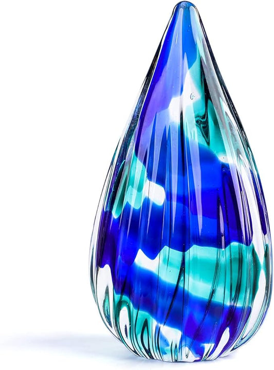 Hand-Blown Glass Sculpture - Murano-Style Glass Statue and Figurine - Wonderful Gift, Green-Blue