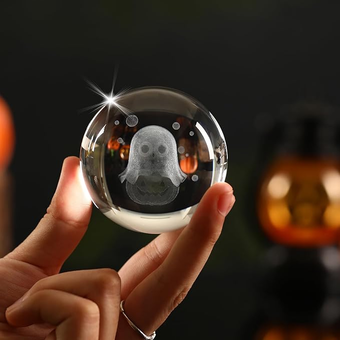 Ghost Night Light,Red Halloween Lights,Crystal Rechargeable Beside USB Vintage Halloween Decor Light,Funny Office Desk and Halloween Gifts for Woman and Kids