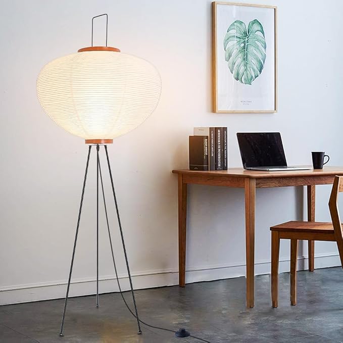 Rice Paper Floorlamp,Paper Floor Lamp,Noguchi Lamp,Akari Japanese Lantern Lamps for Wabi Sabi Decor,Tall Floorlamp for Livingroom,Tripod Floor Lamps,Office Home Lighting,Unique Standing Linght Bedroom
