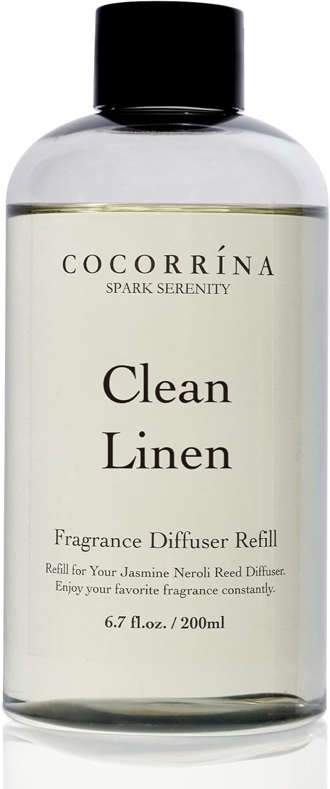Cocorrína Clean Linen Scented Reed Diffuser Oil with 8 Sticks Fragrance for Bedroom, Bathroom, Oil Diffuser, Home Décor, 6.7 oz. (200 ml)