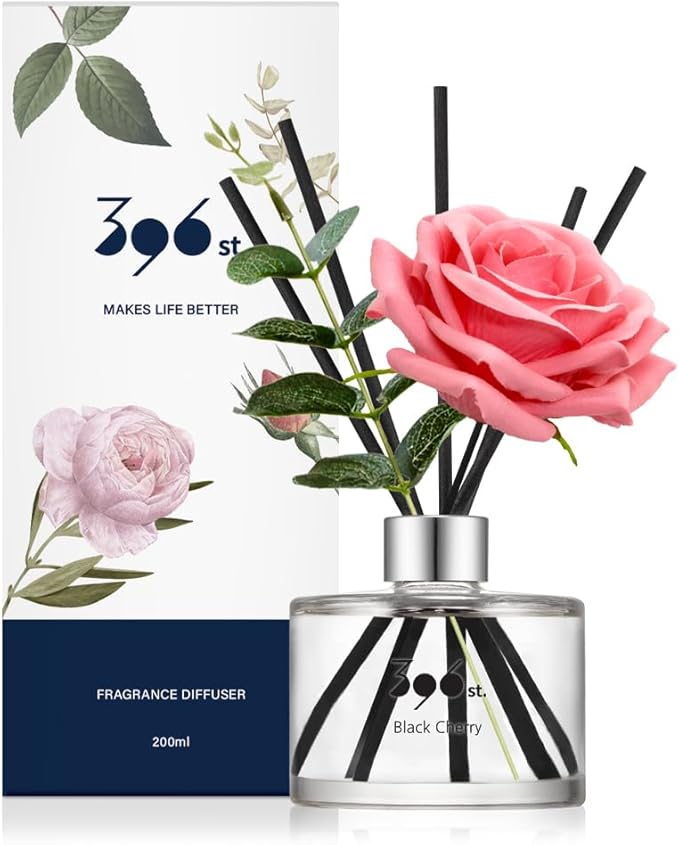 396 st. Rose Flower Reed Diffuser, Black Cherry, 200ml(6.7oz) / Reed Diffuser Sets, Scentsy Home Fragrance, Scented Oils, Home & Bathroom Décor