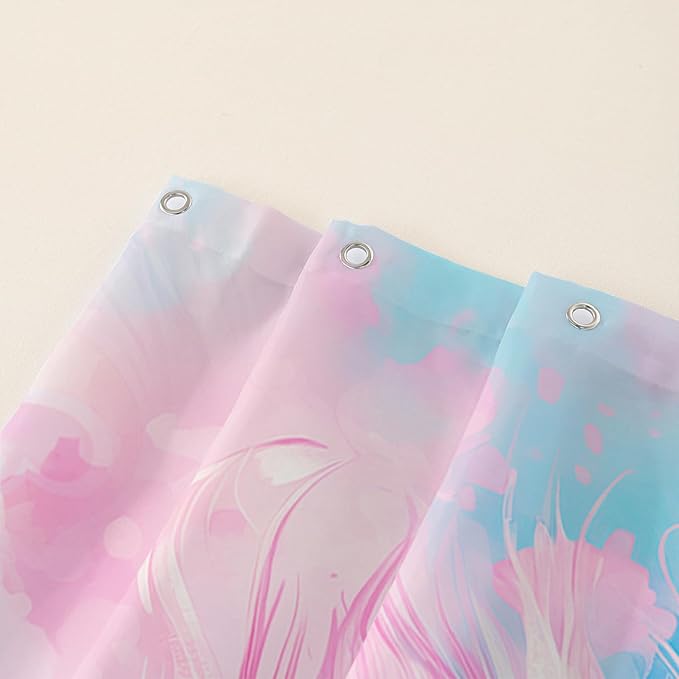 AILONEN Peacock Shower Curtain for Bathroom, Pink and Blue Peacock Feather Print Shower Curtain,Fashion Tie Dye Bath Curtain for Girls Women Waterproof 60" W*72" H