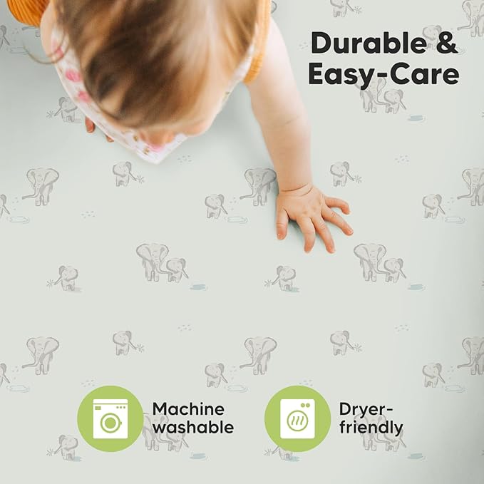 Pack and Play Sheets Fitted, 2-Pack Mini Crib Sheets - Pack N Play Sheets, Organic Fitted Crib Sheet for Pack and Play Mattress, Playard Baby Crib Sheets, Crib Sheets Neutral for Boys, Girls (Elly)