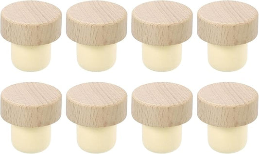 uxcell 8Pcs T-shaped Stoppers, 0.91inch Dia Cork Wine Stopper Reusable Wine Bottle Corks Sealing Plug for Wine Beer Beverage Bottle Crafts, Wood Color