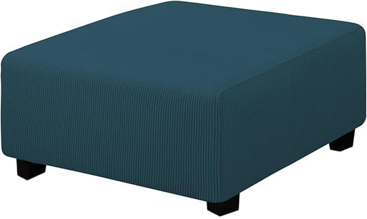 Easy-Going Stretch Square Ottoman Cover 40x40x15 inch Folding Storage Stool Furniture Protector Soft Rectangle slipcover with Elastic Bottom Deep Teal