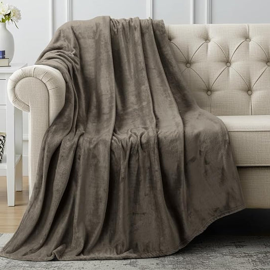 Utopia Bedding Fleece Blanket Throw Size Brown 300GSM Luxury Anti-Static Fuzzy Soft Microfiber Blanket for Couch, Sofa and Bed (60x50 Inch)