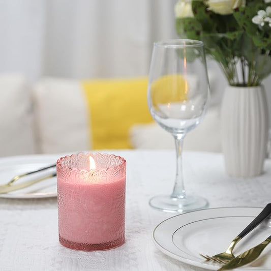Scented Candles Natural Soy Candle for Home Large Glass Jar Candles 8oz Single Wick Candle Over 50 Hours of Burn Time for Creating Relaxing Ambience & Holiday Gifting（Juicy peach）