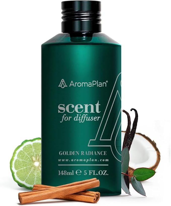 Aromaplan Hotel Scents Golden Radiance 5 Fl Oz (148ml), Home Luxury Aroma & Hotel Fragrance Diffuser Oil- Hotel Diffuser Oil for Aromatherapy- USA Made, Bigger Bottle, Bolder Aroma & Longer Lasting