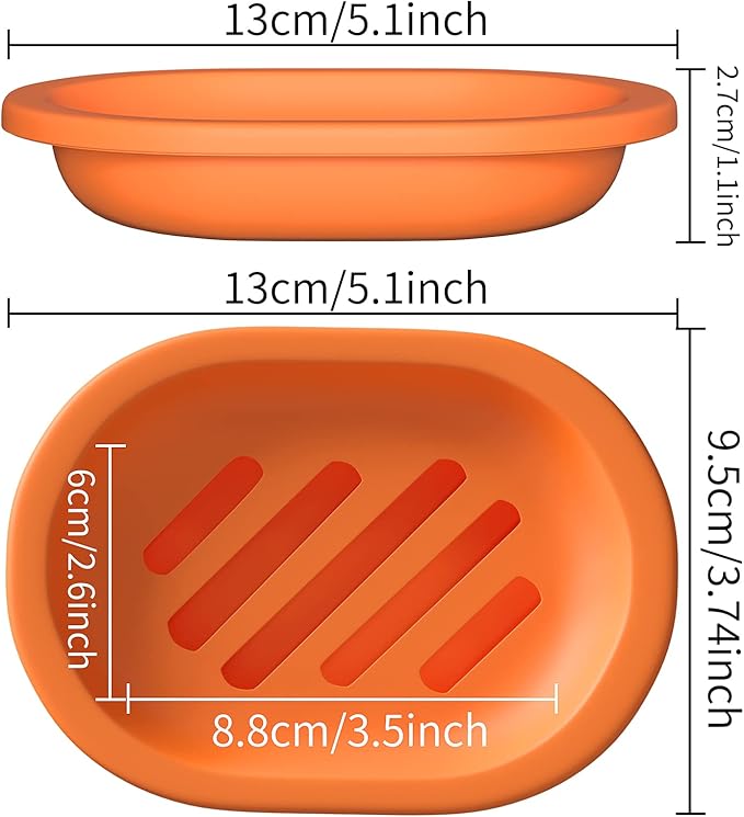 Topsky 2 Pcs Soap Dish Soap Holder with Drain for Shower, Double Layer Plastic Drainage Box for Bathroom - Orange