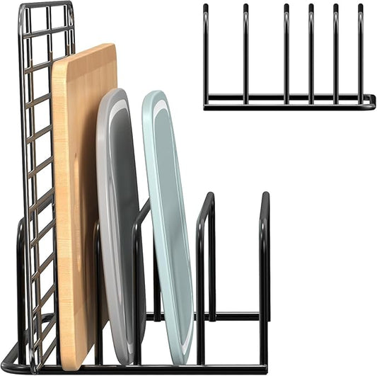 Cutting Board Organizer, [1-Pack] Cutting Board Holder Rack Baking Cookie Pan Sheets Cooling Small Racks Storage Stand for Kitchen Cabinet Countertop Bakeware Storage Organizer Metal Black