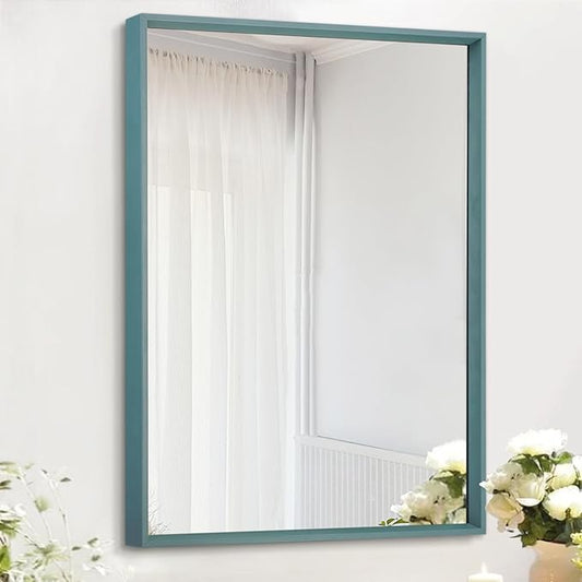 AAZZKANG Metal Framed Rectangle Wall Mounted Mirror Decorative Modern Bedroom Bathroom Vanity Mirrors Vertical or Horizontal Blue