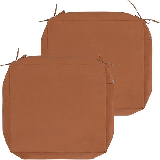 FUNHOME Outdoor Cushion Covers 24 x 24 x 4 inch,Set of 2,Replacement Square Seat Cushion Cover for Patio Furniture Chair,Water Resistant,Fade-Resistant Slipcover Only,No Insert(Caramel Orange)