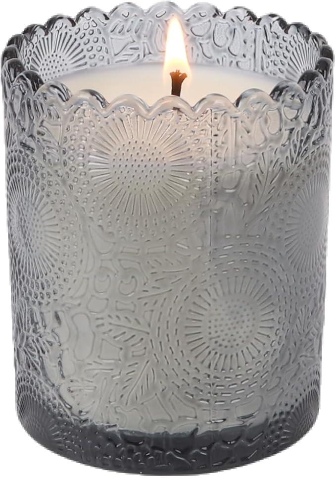 Scented Candles Natural Soy Candle for Home Large Glass Jar Candles 8oz Single Wick Candle Over 50 Hours of Burn Time for Creating Relaxing Ambience & Holiday Gifting（Sandalwood + vanilla）