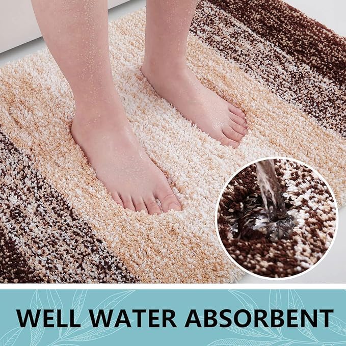 Arotive Microfiber Bathroom Rugs, Shaggy Soft and Absorbent Bath Rug, Non-Slip, Thick Plush Machine Washable Dry Bath Mats for Bathroom, Tub and Shower, 34x21, Brown