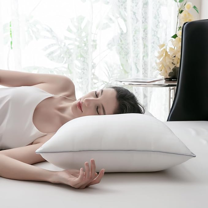Pillows, Hotel Collection Bed Pillows for Sleeping, Standard Queen King Size Pillows, Down Alternative Pillow, Ideal for Back, Stomach or Side Sleepers (Queen (U.S. Standard))