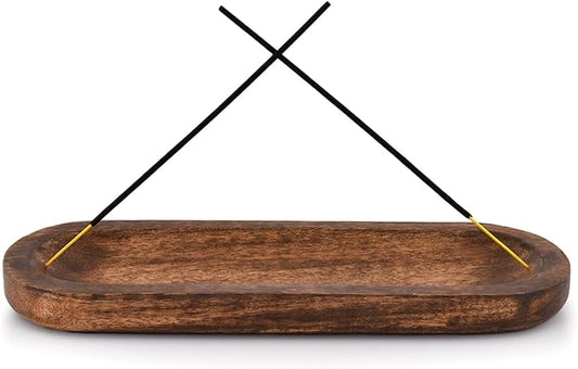 Kaizen Casa Incense Burner Stick Holder Ash Catcher Wooden Handmade Modern Gift Wood Home Decor Size (11" X 4" X 1")