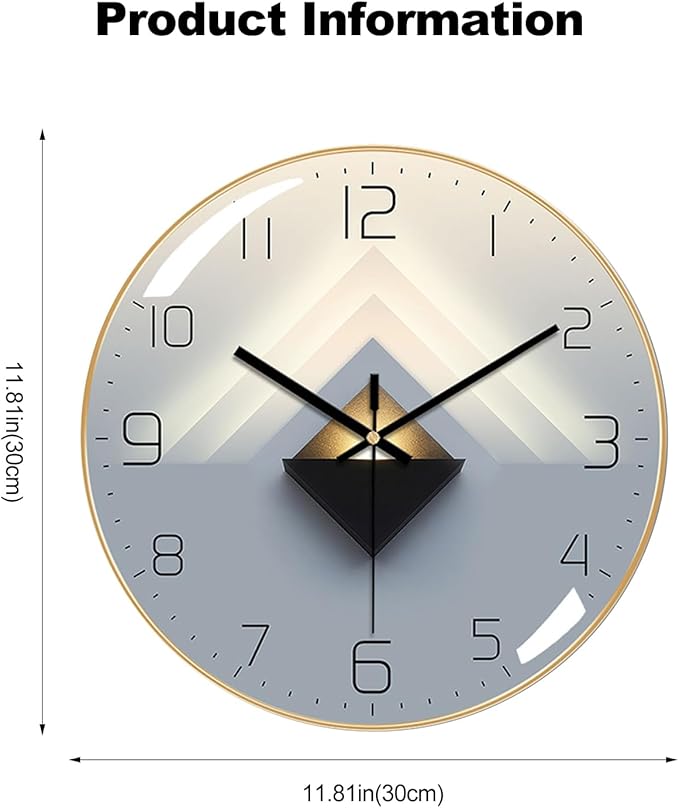 Ergocar Silent Modern Wall Art Deco Clock, Suitable for Living Room, Bedroom, Office, Study Room