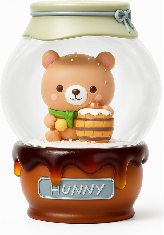 Cute Bear Snow Globe for Kids, 100MM Glass Resin Snowglobes with Honey Jar Base, Eye-Catching Collectible Gift for Girls Women, Bedroom Decor or Birthday