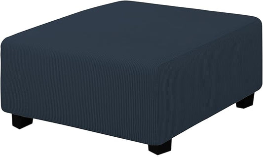 Easy-Going Stretch Square Ottoman Cover 40x40x15 inch Folding Storage Stool Furniture Protector Soft Rectangle slipcover with Elastic Bottom Dark Blue