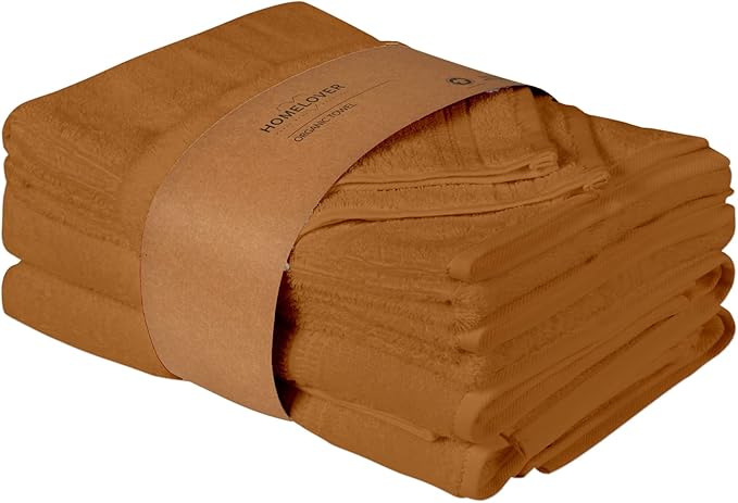 HOMELOVER 6 Piece Towel Set - 100% Organic Cotton, 2 Bath Towels, 2 Hand Towels, 2 Washcloths - 500 GSM, Hotel & Spa Quality, Soft, Quick Dry, Highly Absorbent Bathroom Essentials (Sahara Brown)