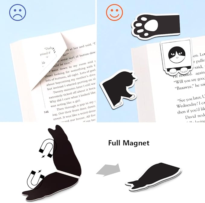 UpUDo 12 Pack Magnetic Bookmark, Book Marker Clip for Teachers, Students, Book Lovers, Printing on 2 Side