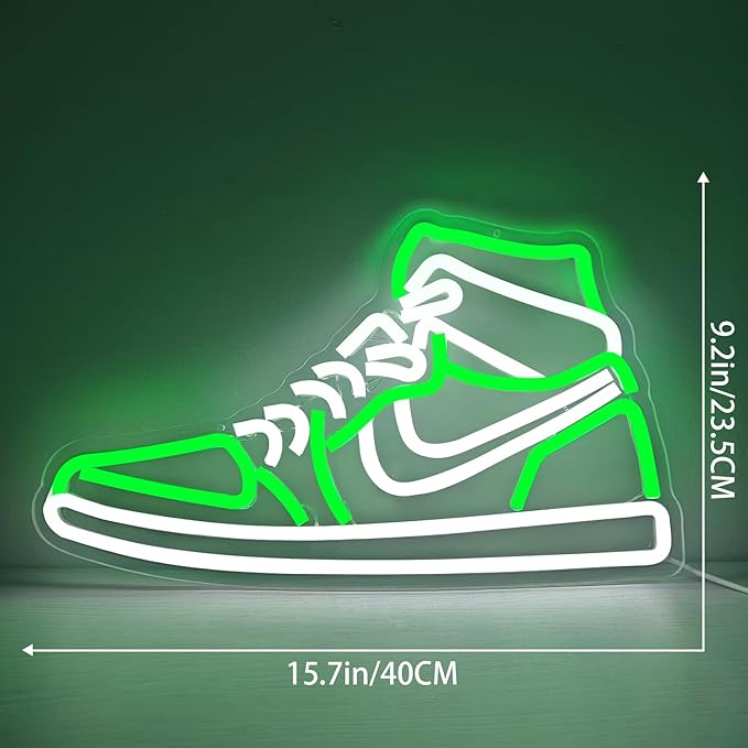 Sneaker Neon Sign Sports Shoe Neon Signs for Wall Dimmable LED Boys Neon Lights for Bedroom Man Cave Party Neon Bar Sign Shoes Light up Signs Wall Decor (Green)