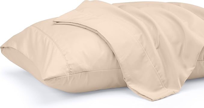 Utopia Bedding Standard Pillow Cases - 2 Pack - Envelope Closure - Soft Brushed Microfiber Fabric - Shrinkage and Fade Resistant Pillow Covers 20 X 26 Inches (Standard, Beige)