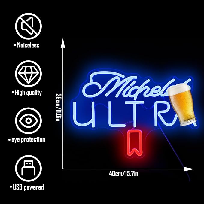 Beer Neon Sign for Wall Decor Dimmable Beer Neon Signs Bar Led Sign Neon Sign for Man Cave Light Up Sign for Bedroom Home Bar Shop Pub Bistro Party Hotel Game Room Decor Gifts