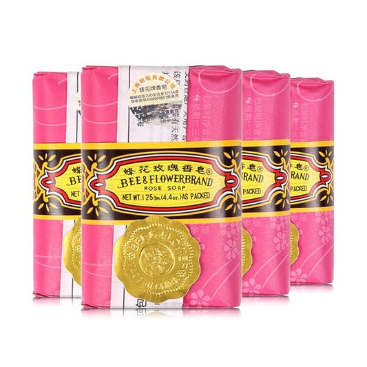 Bee & Flower Soap Bar Rose Soap Moisturizing Bath Bar Soap Nourishes Your Skin 4.4 oz(Pack of 4)